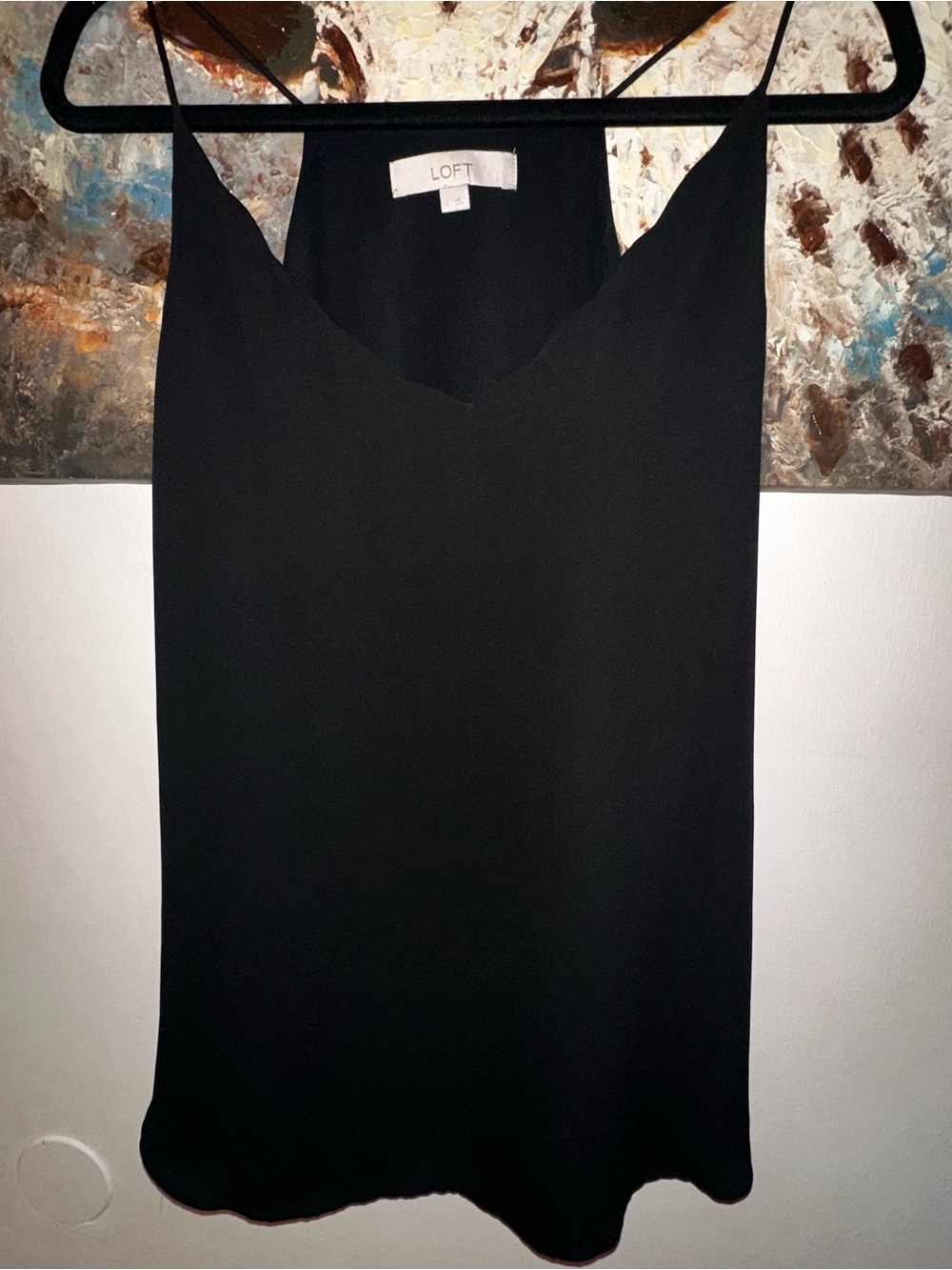 LOFT Black Satin Cami Top - Sleek Women's Tank L